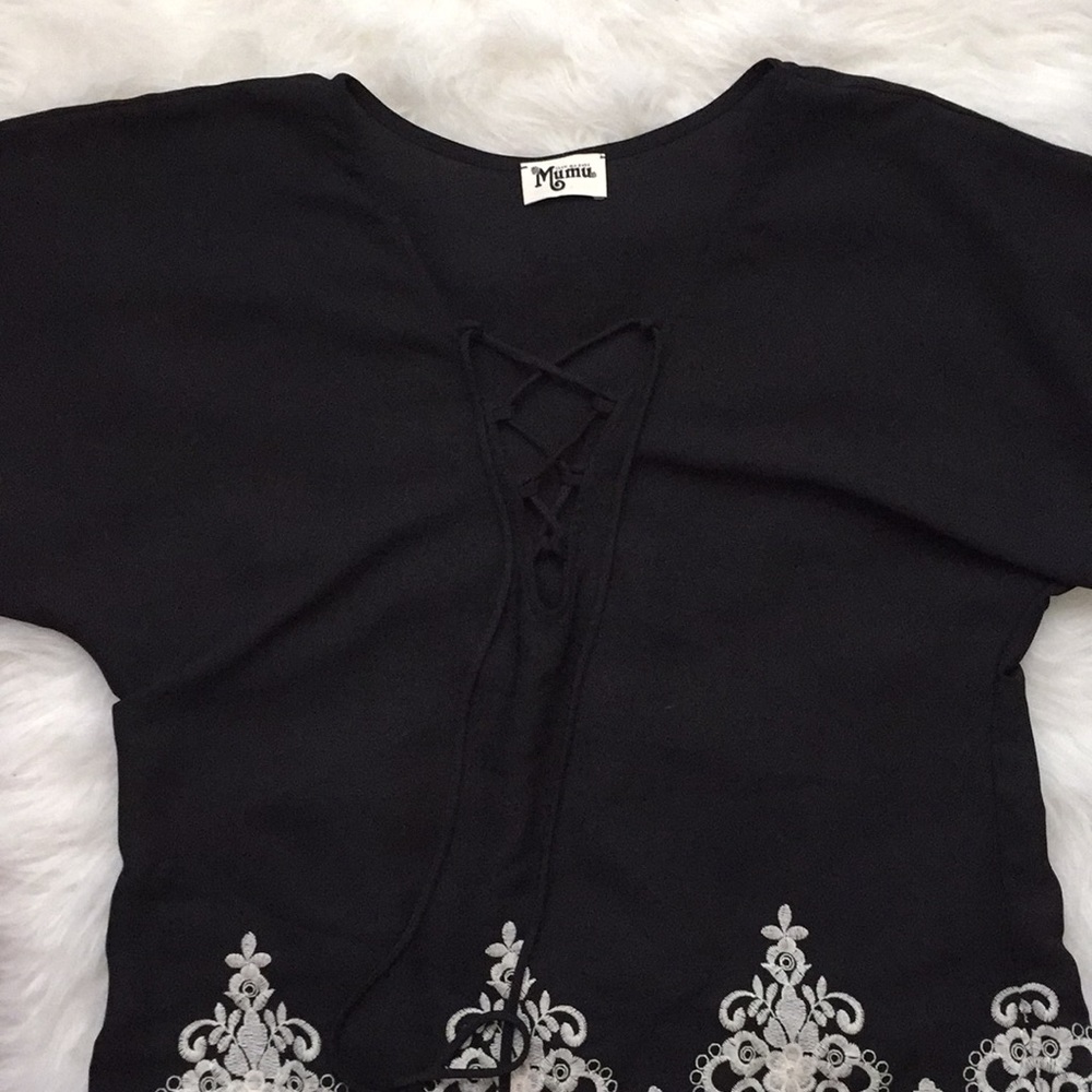 NWOT Show me your MuMu lace up embroidered dress